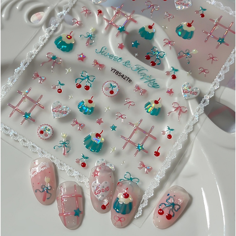 Nail Art Red Cherry - 1 autocollant pour ongles motif cerise
