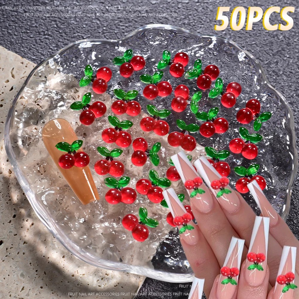 Nail Art Red Cherry - 100 Breloques 3D Cerises Rouges pour