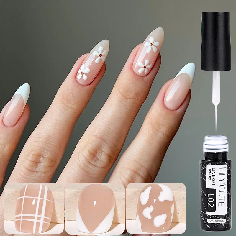 Nail Art Orange - LILYCUTE 5ml blanc noir Liner Gel