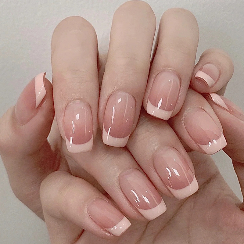 Nail Art Red Cherry - 24 pièces blanc français carré rouge