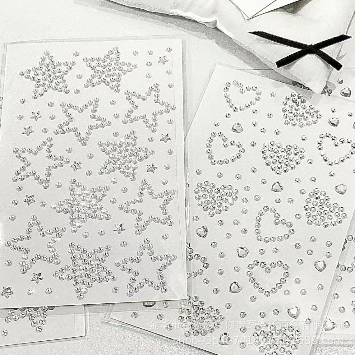 Rhinestone Nail Gem - Autocollants Cœur Étoile Argentée en Strass,