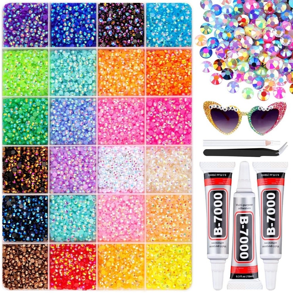 Rhinestone Nail Gem - Kit de strass en résine multicolore,