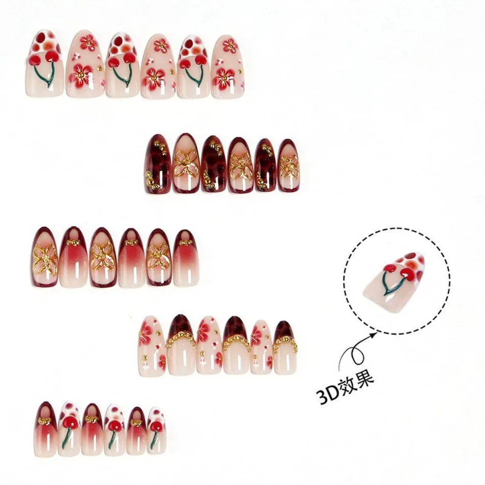 Faux ongles à presser faits ma - Nail Art Red Cherry avis et prix