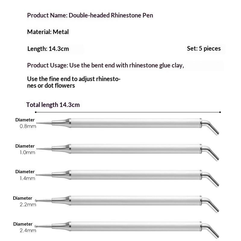 Lot de 5 stylos à double embou - Rhinestone Nail Gem avis et prix