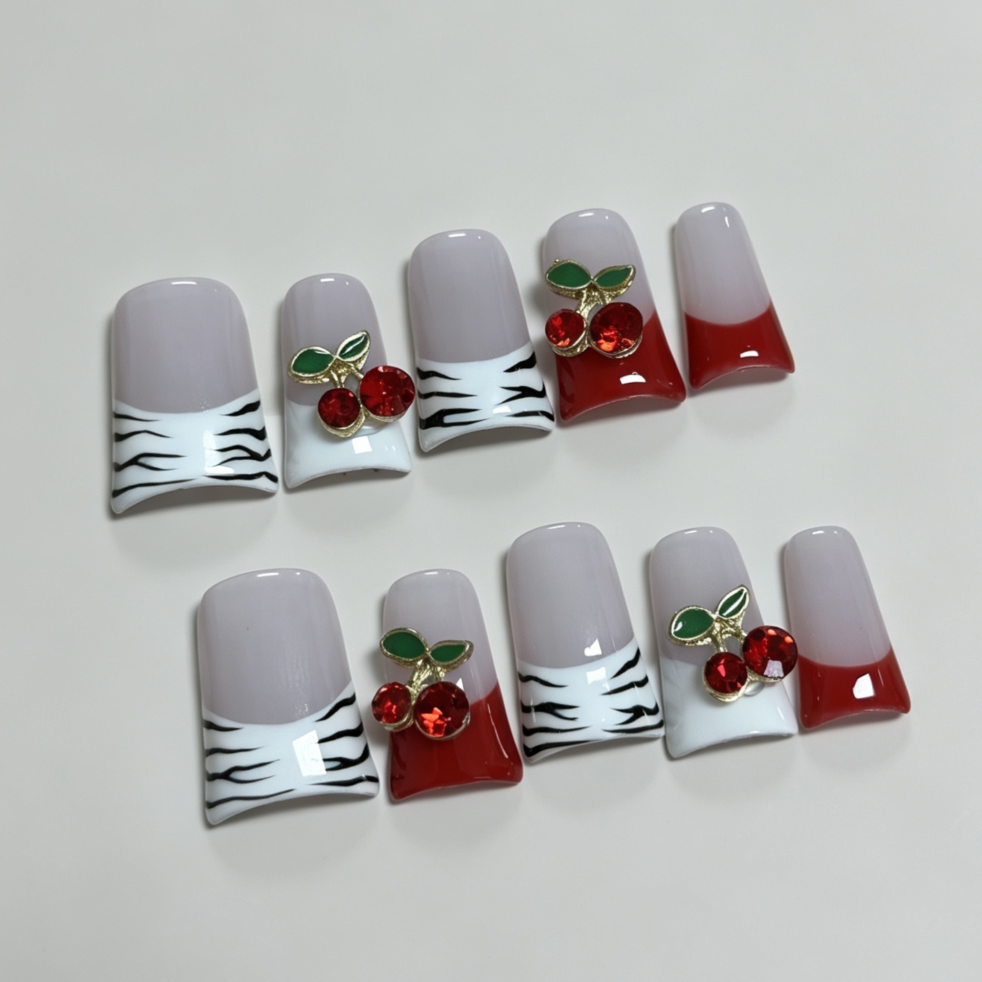 Faux ongles à presser français - Nail Art Red Cherry avis et prix